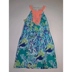 Lilly Pulitzer Pearl Brilliant Blue Wade & Sea Shift Dress Sz 2
